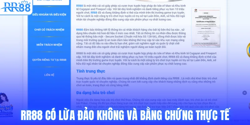 RR88 Có Lừa Đảo Không? Giải Mã Tin Đồn Thất Thiệt 3 RR88 có lừa đảo không và bằng chứng thực tế